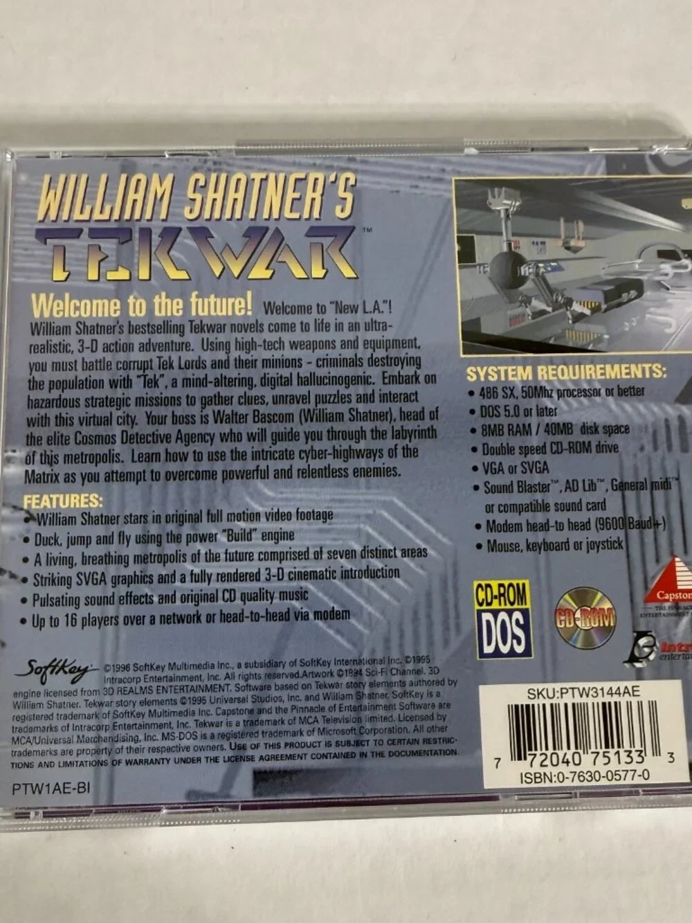 William Shatner's Tek War (PC CD ROM Game, 1995) Original Case Instructions GUC
